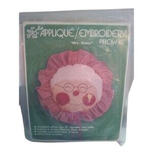 Hazel's Needlework Kaboodles Mrs Santa Applique Embroidery Pillow Kit Vintage